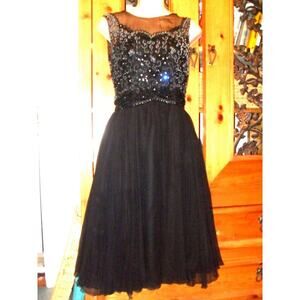 VTG Hollywood 50s 60s Cocktail Dress RHINESTONES